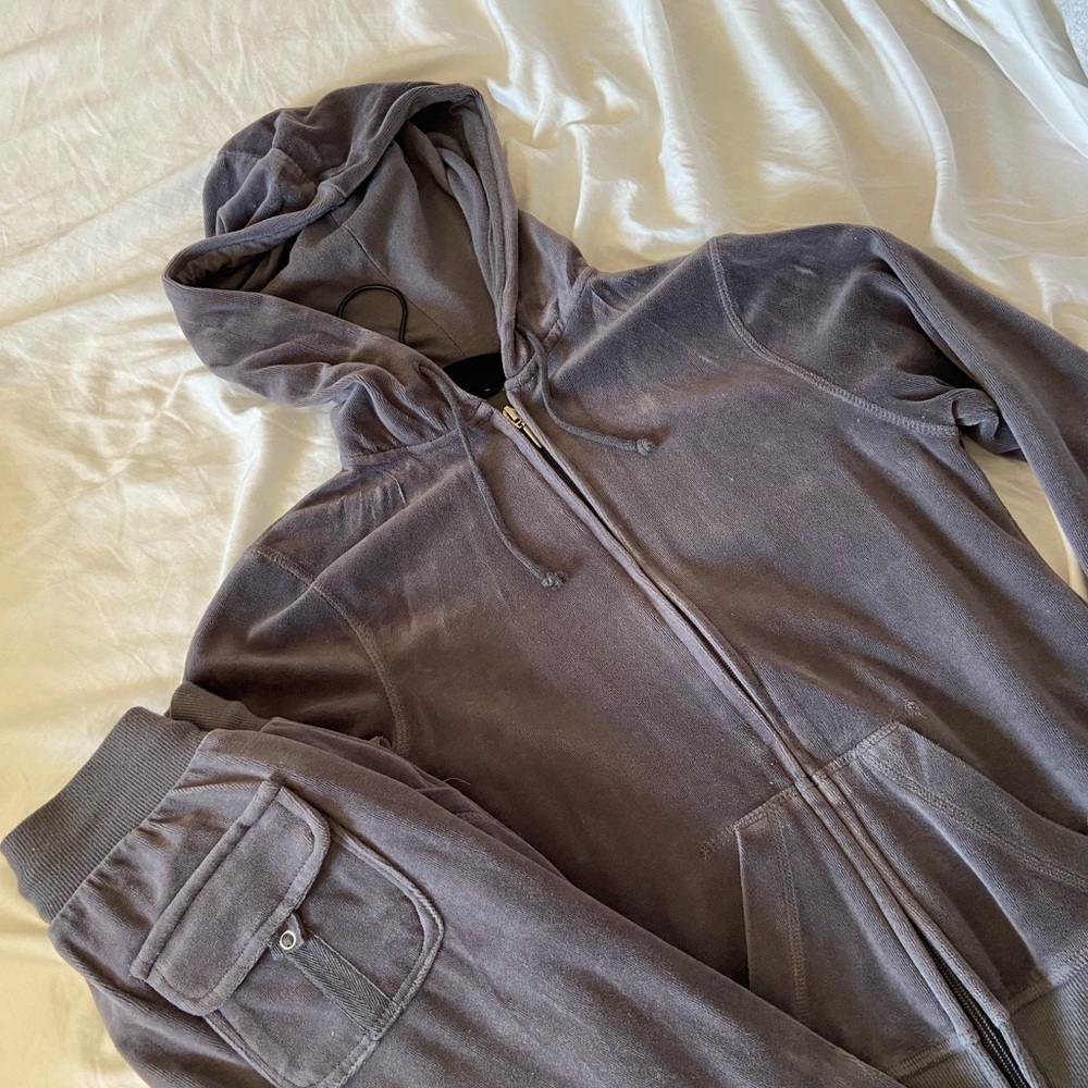 Grey velour tracksuit